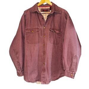 Wolverine Red Burgundy Jacket Shacket Plaid Blanket Fleece Lined Men's Large
